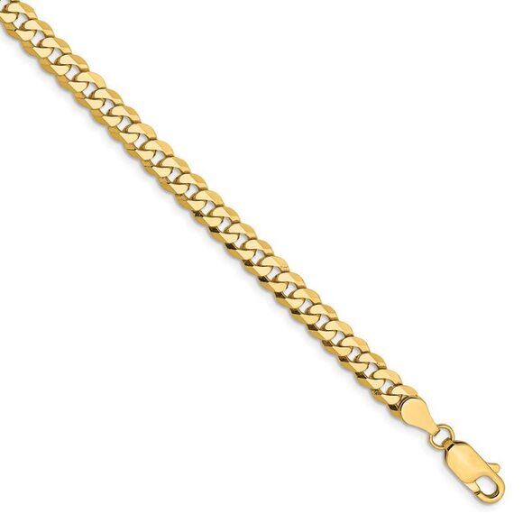 4.75mm 14k Yellow Gold Solid Beveled Curb Chain Bracelet 9 Inch